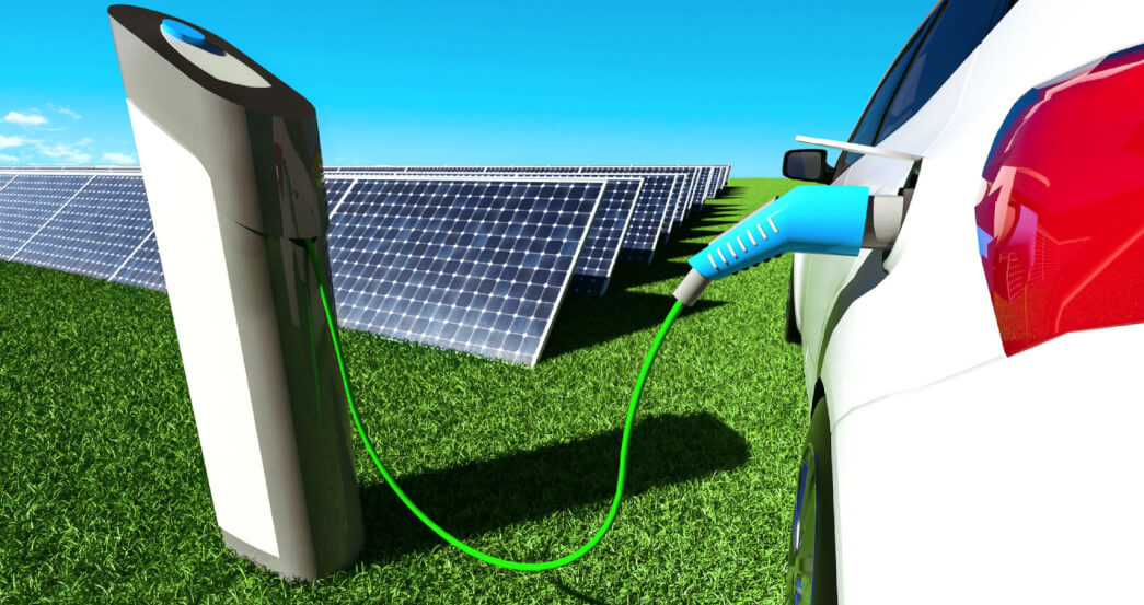 Panneaux solaires et bornes de recharge de voitures électriques
